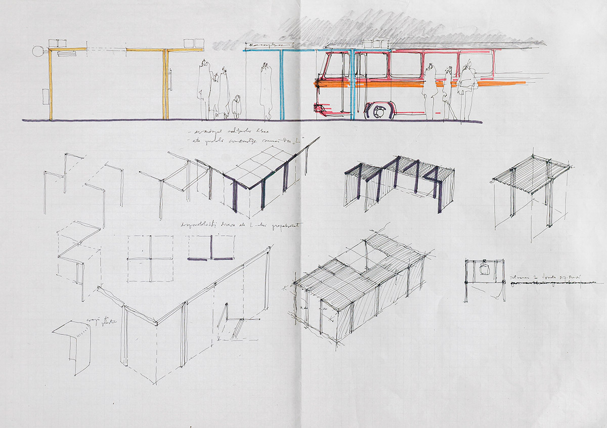 Decebal-Scriba_Program-de-mobilier-urban,-proiect-de-diplomă,-studiu-stație-de-autobuz,-1973-(prima-promoţie-de-absolvenți-de-la-secția-Forme-industriale,-IAP-Bucureşti);-coord.-arh.-Paul-Bortnowski