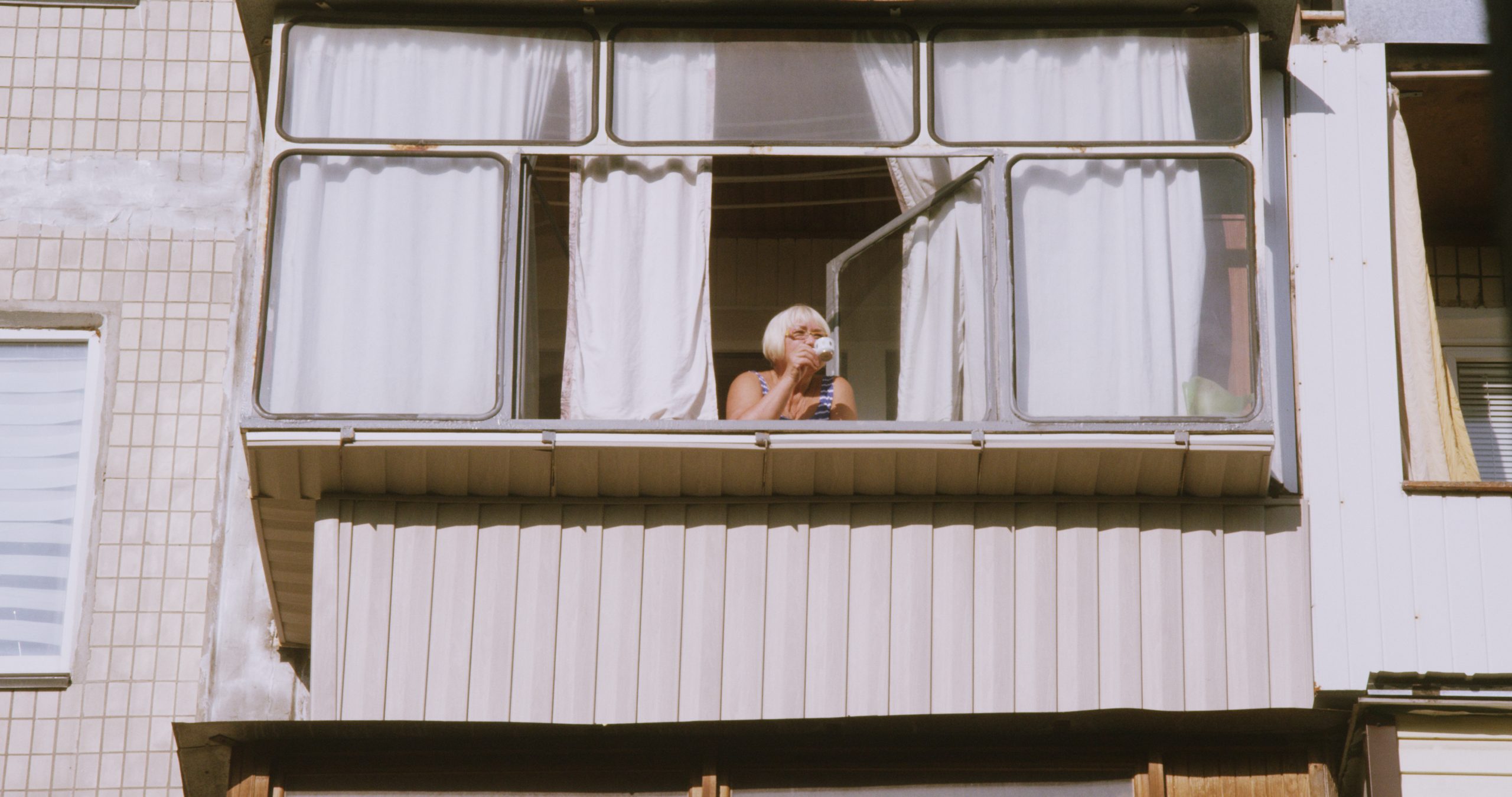 Enter through the balcony