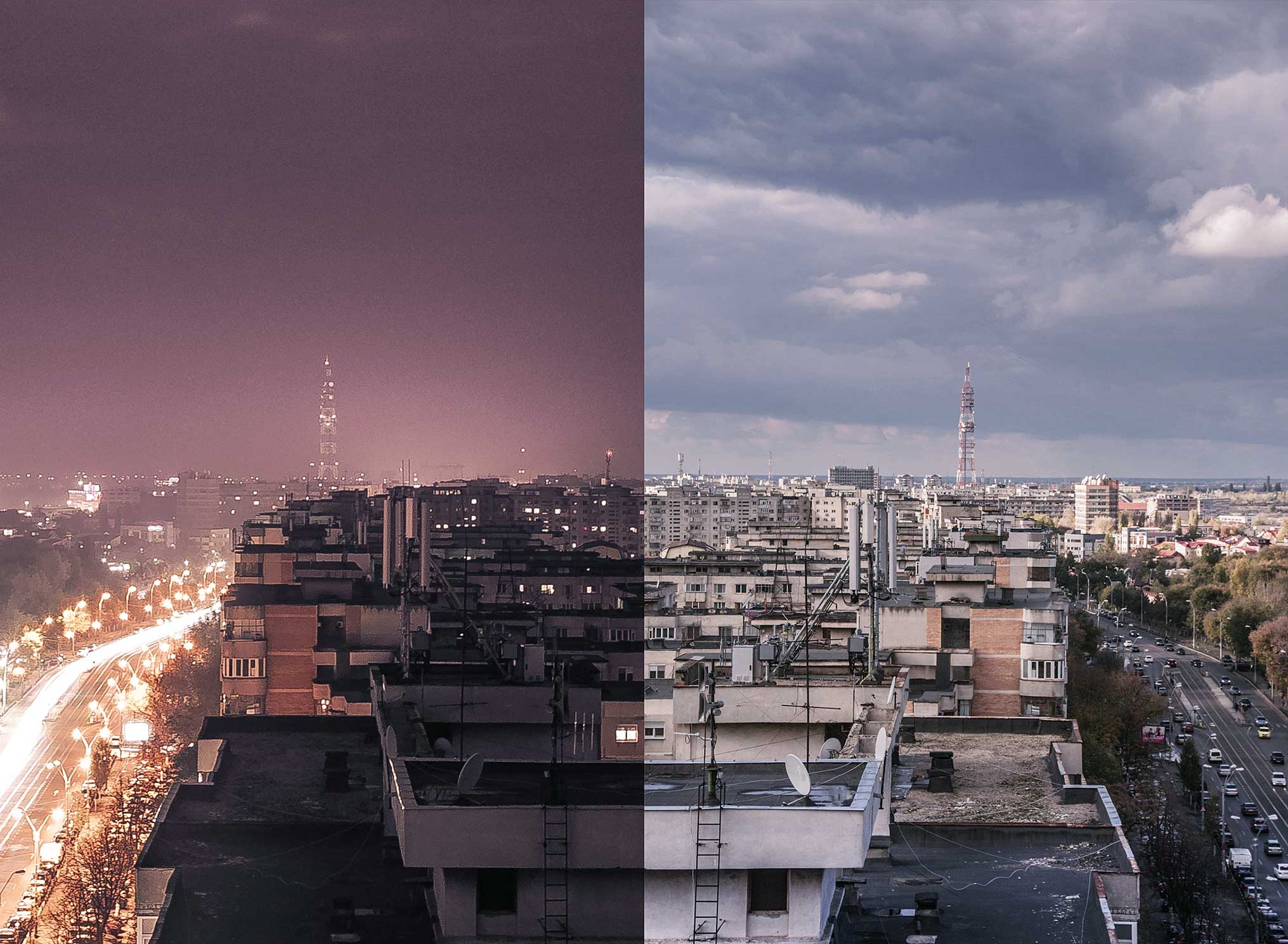 Zona Cimitirului Bellu, București. Deși rare, punctele de observație aeriene trădează culisele unui București activ, agitat.