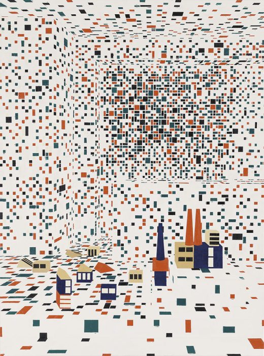 Farah Atassi, Building the City II, 2013. Prin amabilitatea artistei și a Galeriei Xippas, Geneva. Foto: Frédéric Lanternier © ADAGP 2023