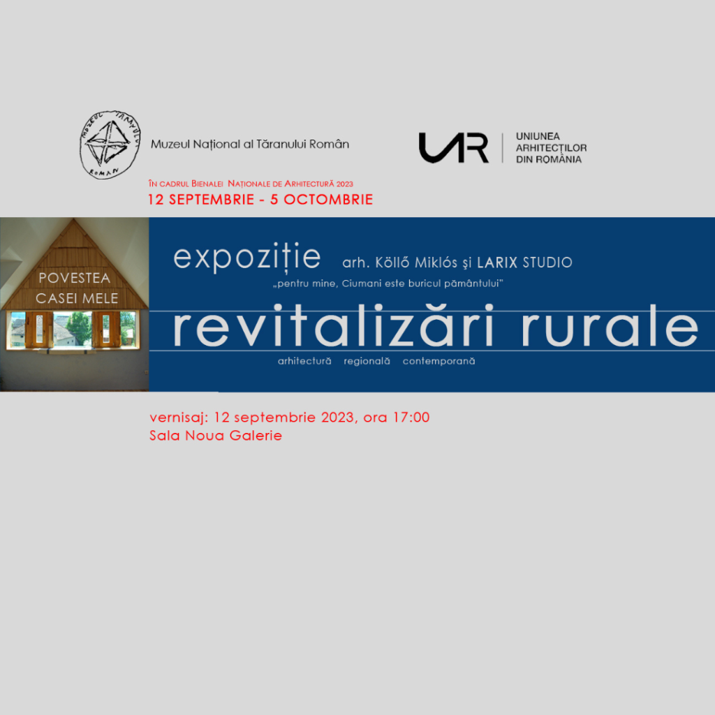 Revitalizări urbane | Expoziția arh. Köllő Miklós & Studio LARIX până în 5 octombrie 2023, Sala Noua Galerie MNȚR