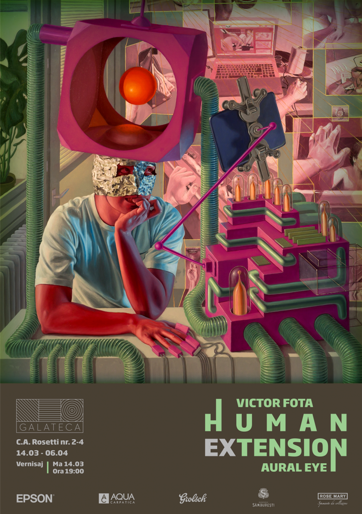 Human Extension – expoziție de pictură și video-mapping, de Victor Fota și Aural Eye