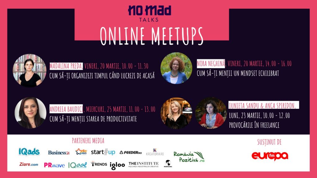 NO.MAD Talks lansează Online Meetups, în sprijinul comunităţii de freelanceri
