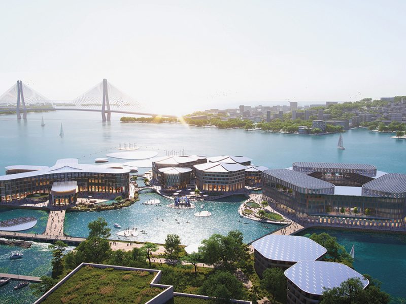 OceanixBusan_Image-by-Oceanix-and-BIG-Bjarke-Ingels-Group_02-Aerial-from-Land-scaled