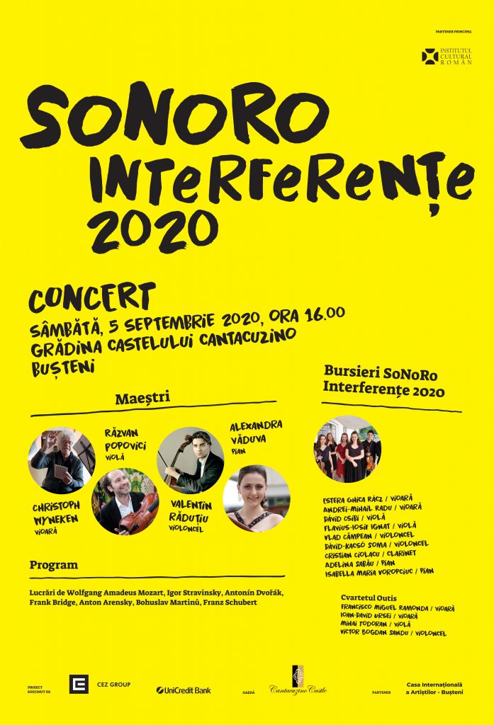 Concert al bursierilor SoNoRo Interferențe 2020, la Castelul Cantacuzino din Bușteni