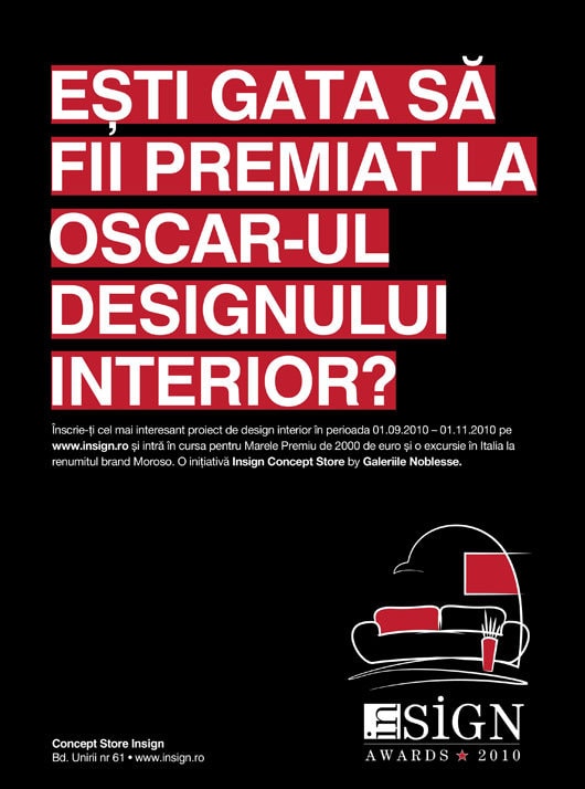 Galeriile Noblesse continuă înscrierile în cadrul concursului Insign Awards