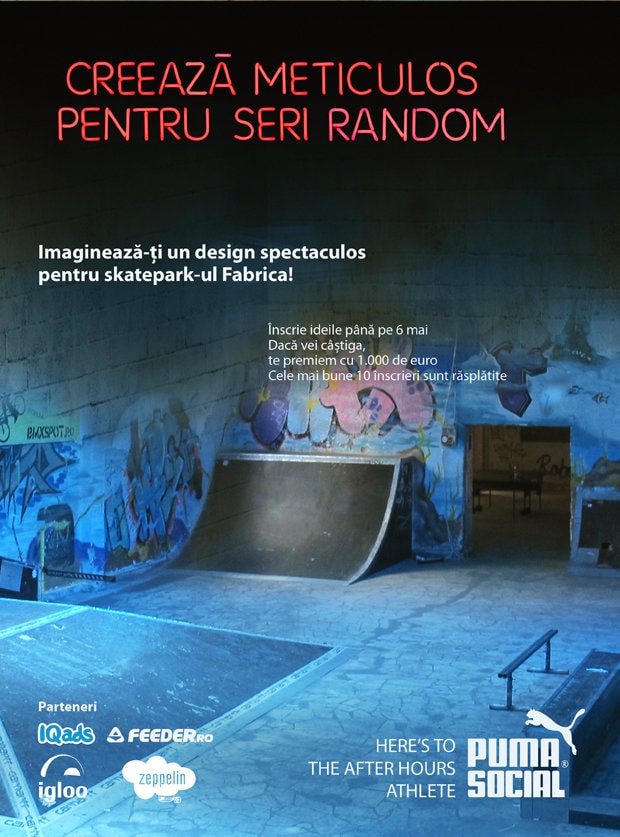 Ideile tale de design + cel mai mare skate park indoor din Bucuresti = Fabrica PUMA Social Design Competition