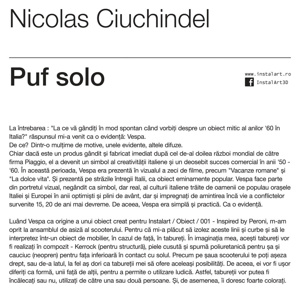 Italia anilor ’60 reinterpretată în proiectul Instalart/ Obiect/ 001- Inspired by Peroni