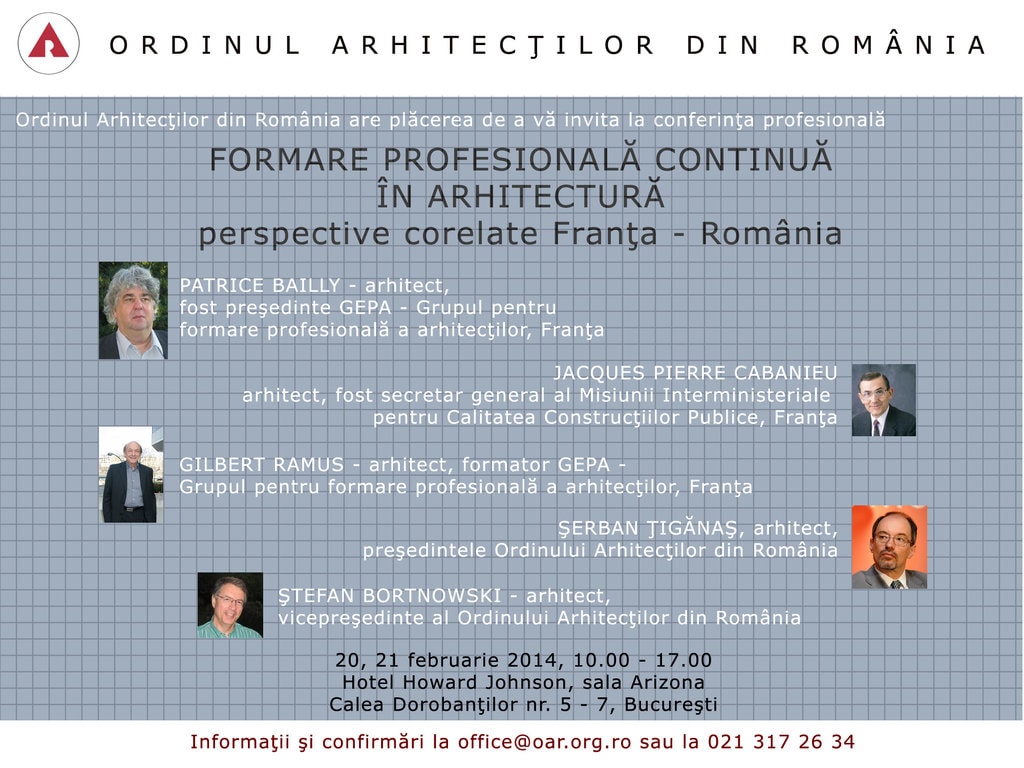 FORMAREA PROFESIONALĂ CONTINUĂ ÎN ARHITECTURĂ PERSPECTIVE CORELATE FRANŢA-ROMÂNIA