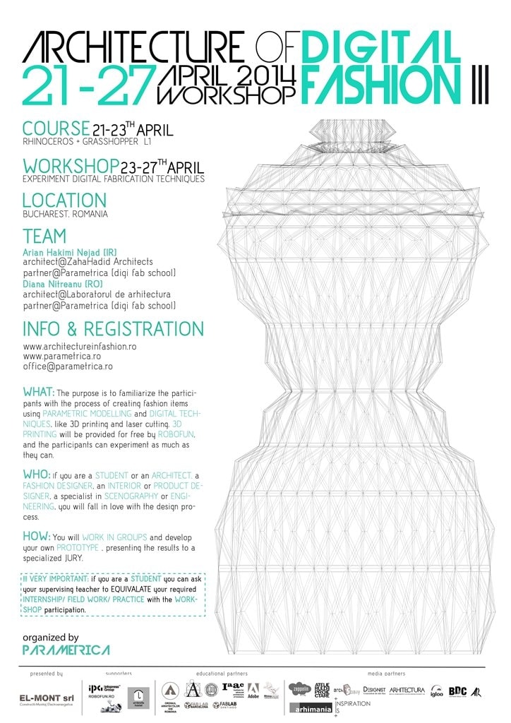 Experimentează designul vestimentar prin noile tehnologii de fabricaţie digitală: ARCHITECTURE IN FASHION