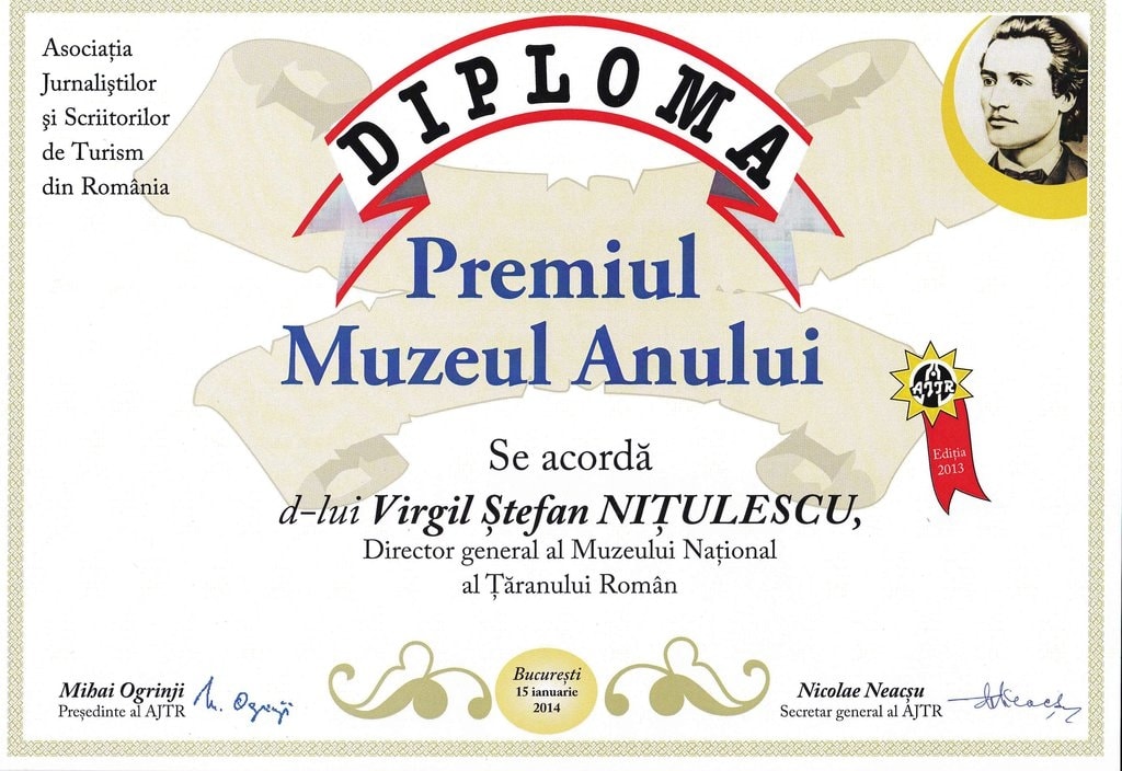 PREMIUL MUZEUL ANULUI  pentru  MUZEUL NAŢIONAL AL ŢĂRANULUI ROMÂN