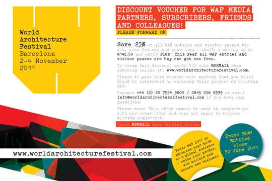 25% reducere la World Architecture Festival