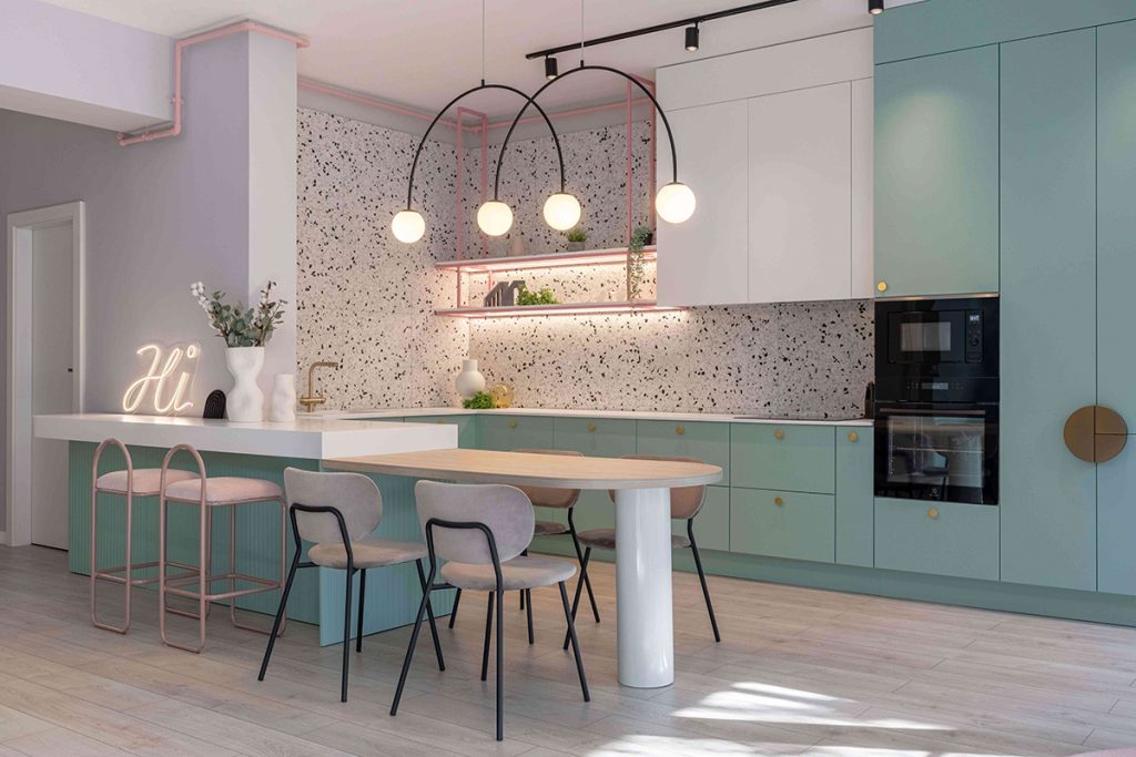 Accente de roz pentru un apartament jucăuș și primitor